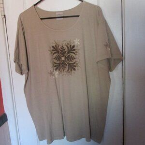 Crazy Shirts Hawaii Geometric Floral Coffee Dyed Tee Shirt T-Shirt Top